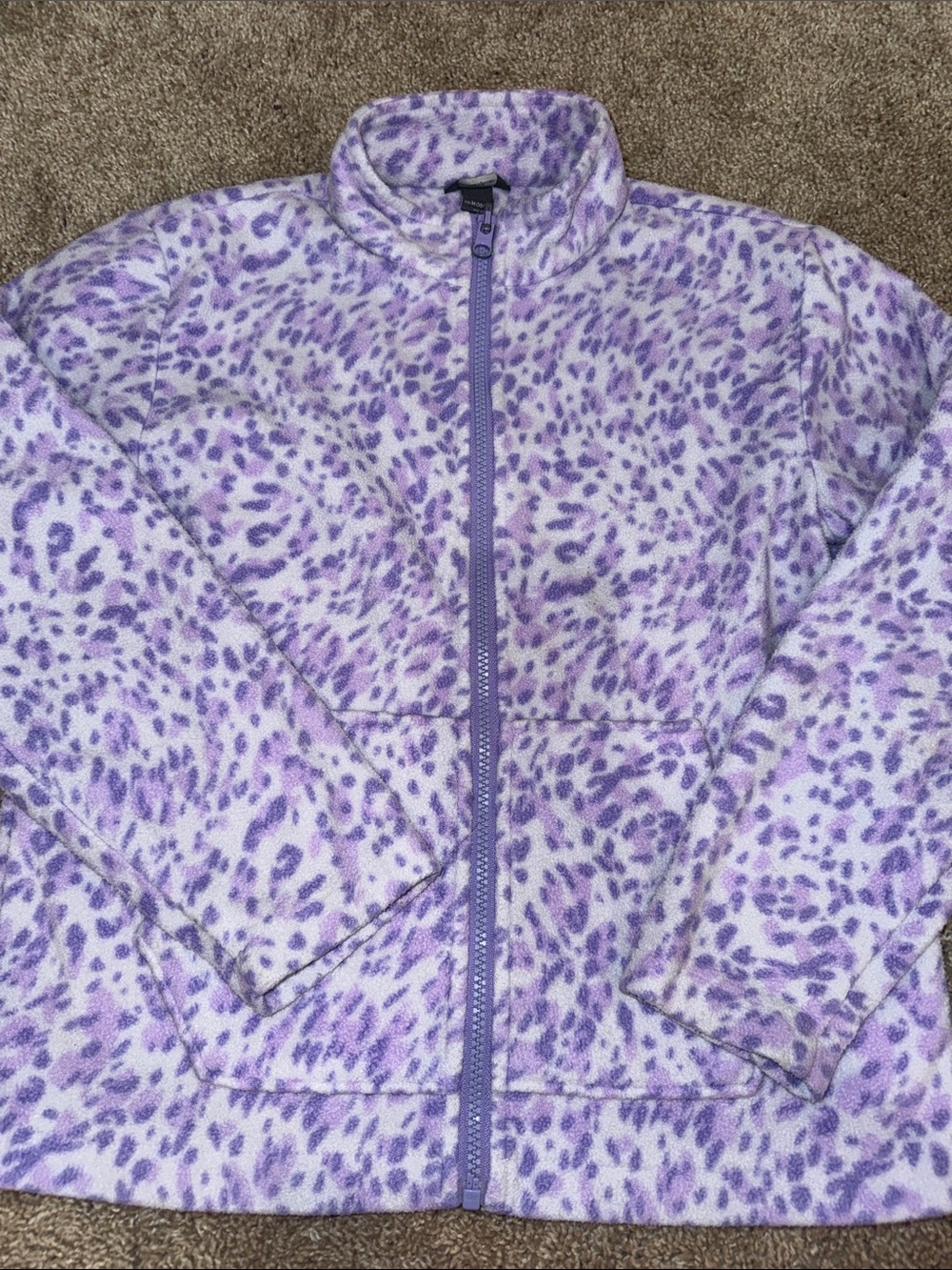 Eddie Bauer Lavender Leopard Print Fleece Jacket